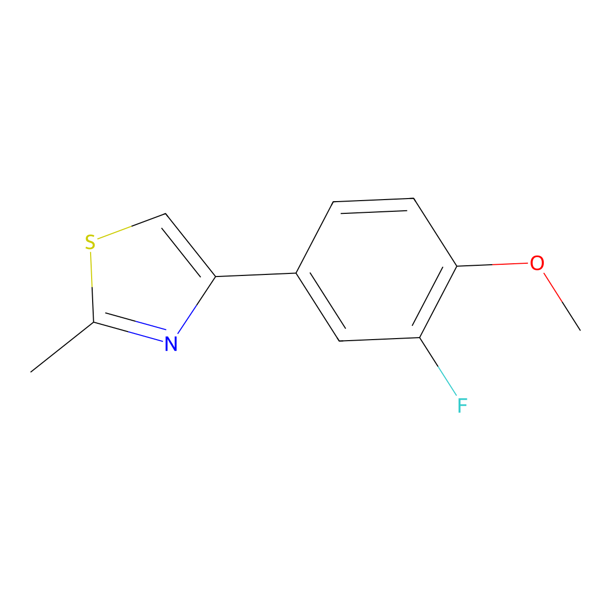4-(3-Fluoro-4-methoxyphenyl)-2-methyl-1,3-thiazole molecular structure, CAS 505067-70-9