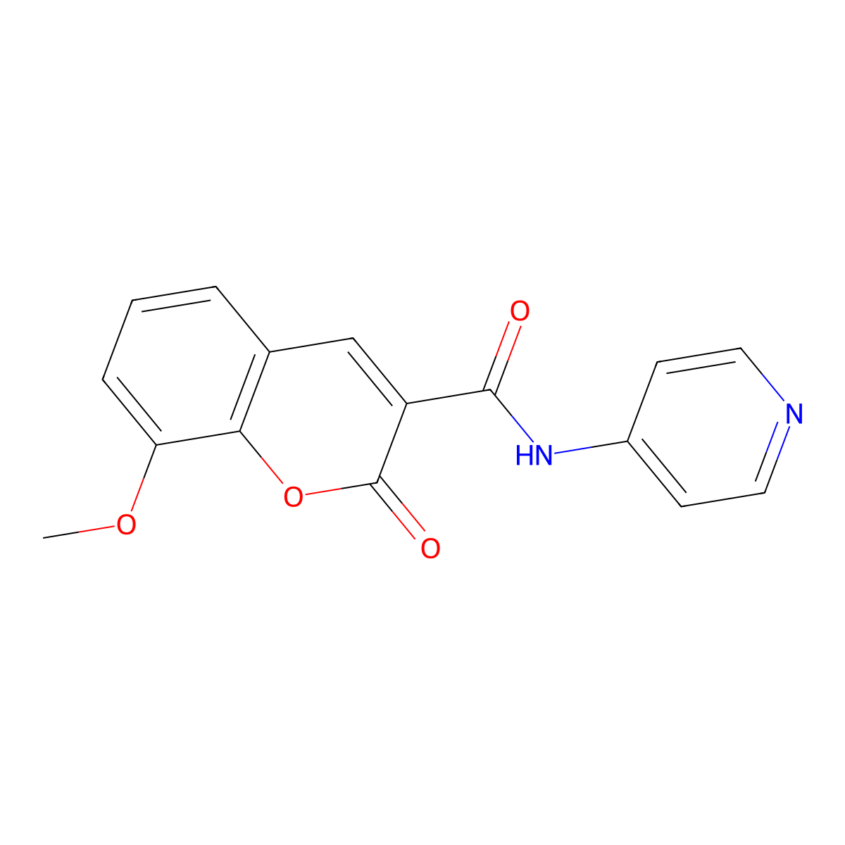8-methoxy-2-oxo-N-pyridin-4-yl-2H-chromene-3-carboxamide molecular structure, CAS 505067-78-7