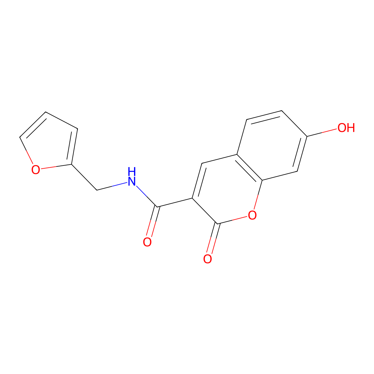 N-(2-furylmethyl)-7-hydroxy-2-oxo-2H-chromene-3-carboxamide molecular structure, CAS 505067-79-8