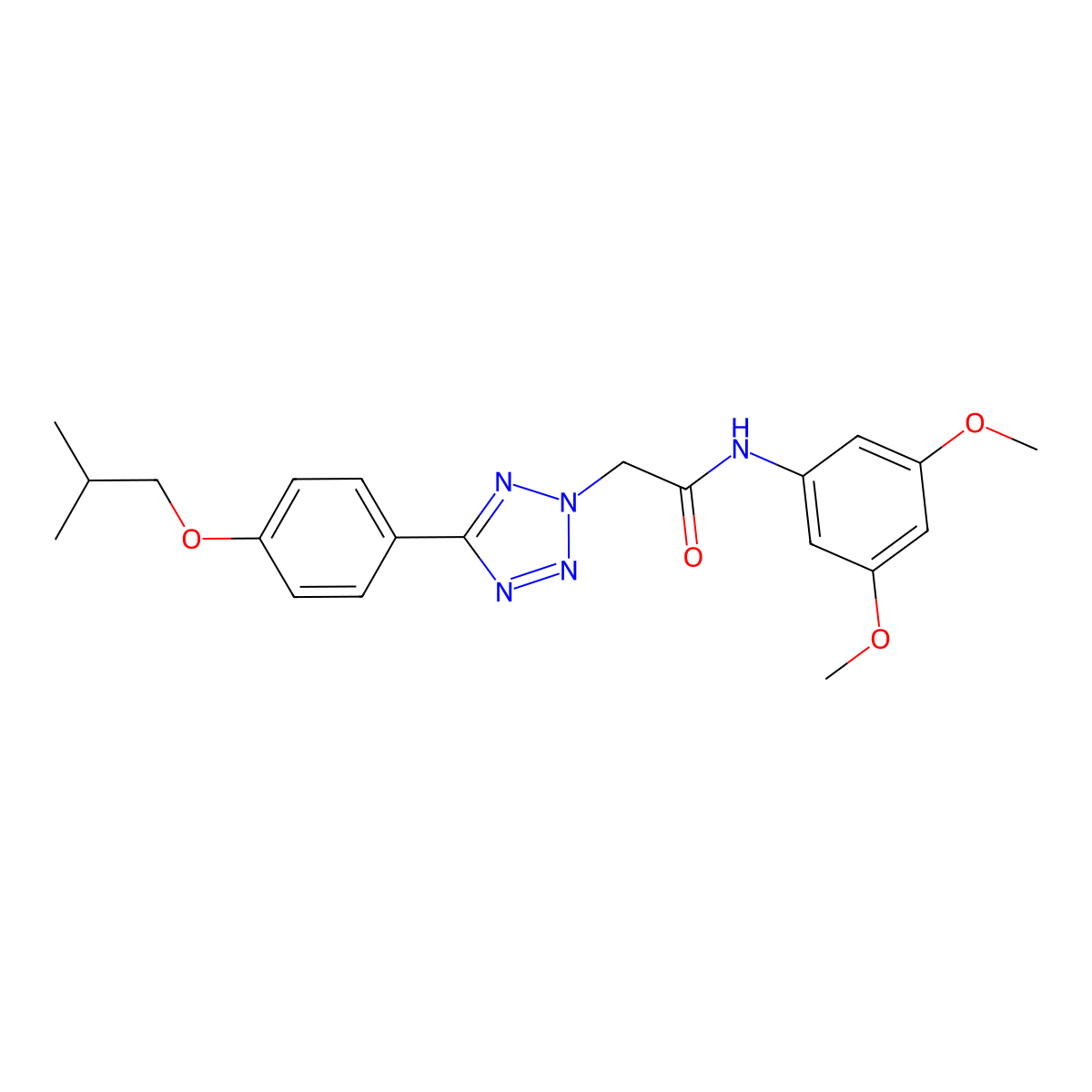 2H-Tetrazole-2-acetamide, N-(3,5-dimethoxyphenyl)-5-[4-(2-methylpropoxy)phenyl]- molecular structure, CAS 505068-19-9