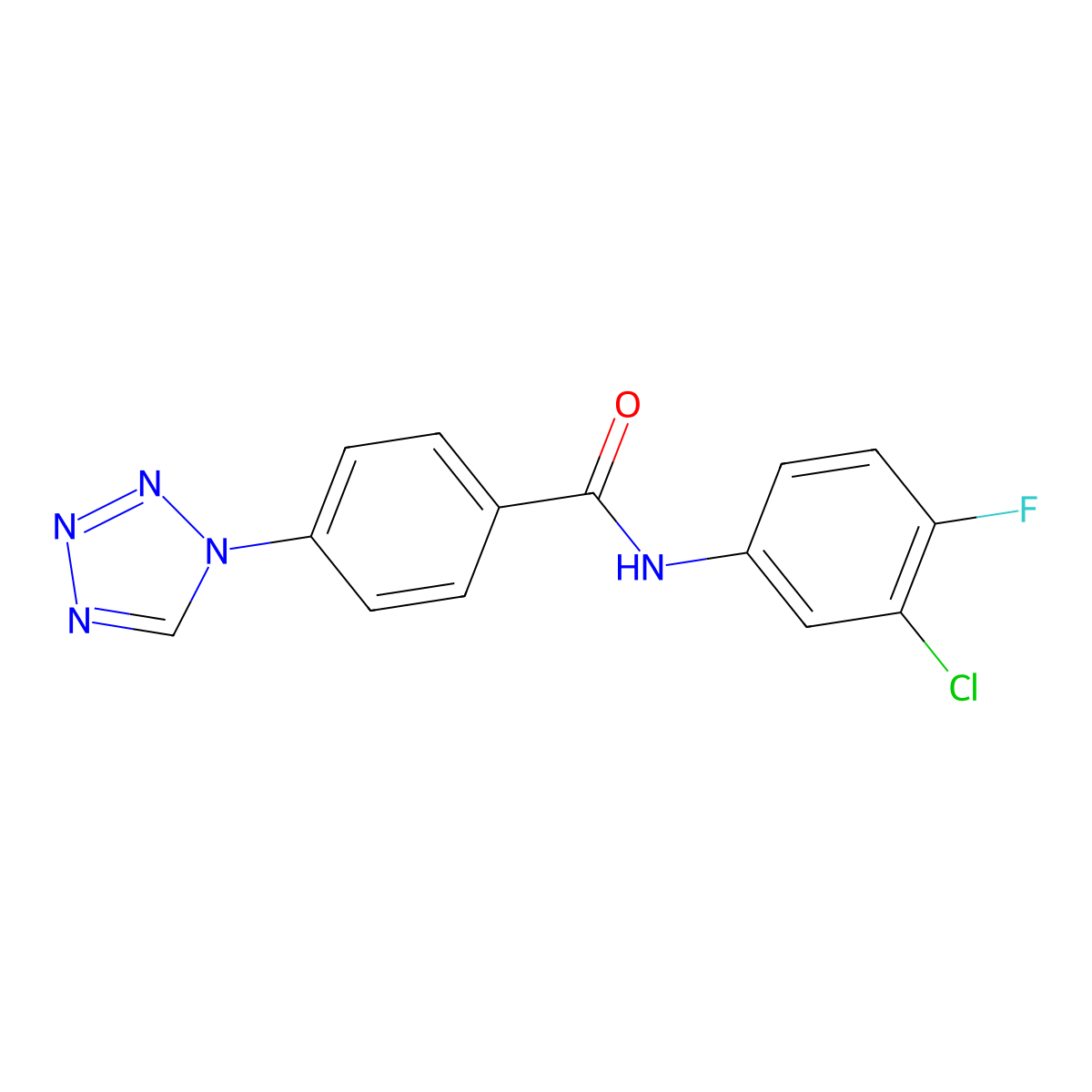 N-(3-chloro-4-fluorophenyl)-4-(1H-tetrazol-1-yl)benzamide molecular structure, CAS 505068-28-0