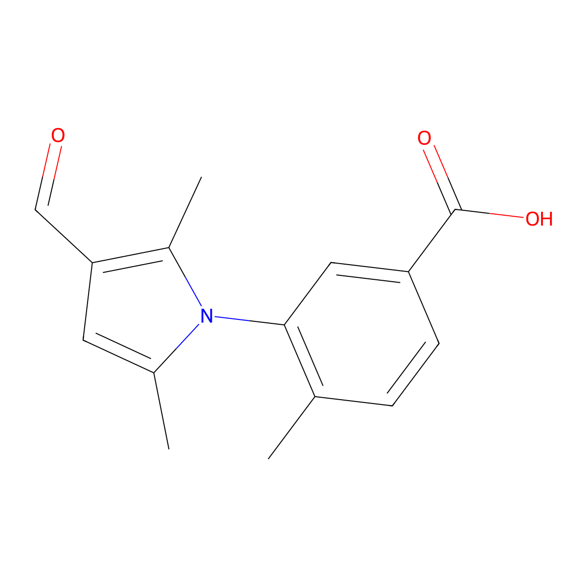 3-(3-Formyl-2,5-dimethyl-1H-pyrrol-1-yl)-4-methylbenzoic acid molecular structure, CAS 505071-98-7