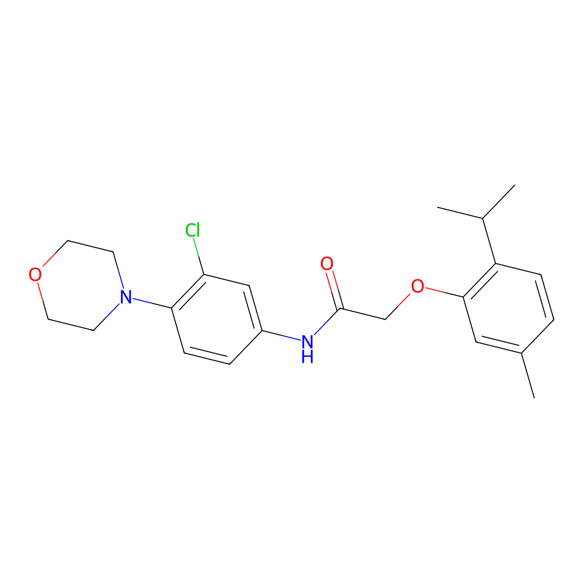 N-(3-chloro-4-morpholin-4-ylphenyl)-2-(5-methyl-2-propan-2-ylphenoxy)acetamide molecular structure, CAS 505078-65-9