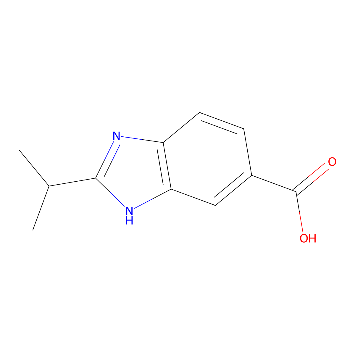 2-Isopropyl-1H-benzoimidazole-5-carboxylic acid molecular structure, CAS 505078-93-3