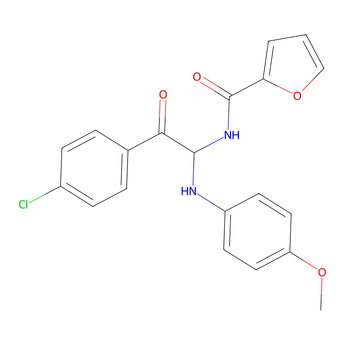 N-[2-(4-chlorophenyl)-1-[(4-methoxyphenyl)amino]-2-oxoethyl]furan-2-carboxamide molecular structure, CAS 505079-36-7