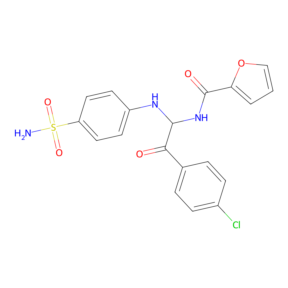 N-[2-(4-Chlorophenyl)-2-oxo-1-[(4-sulfamoylphenyl)amino]ethyl]furan-2-carboxamide molecular structure, CAS 505079-37-8