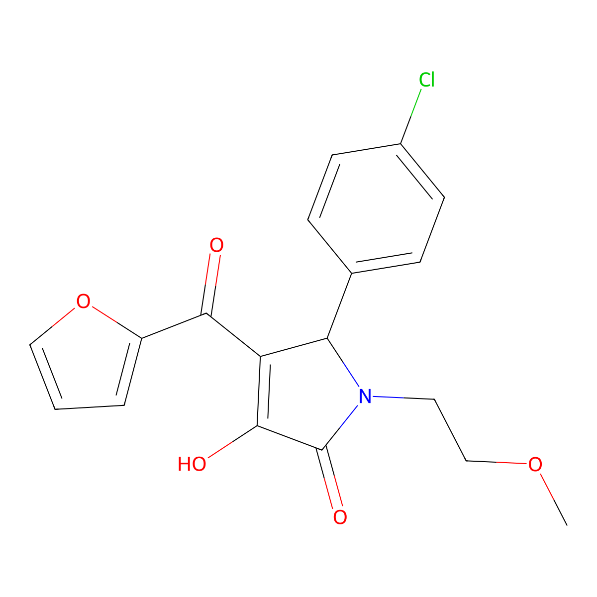 5-(4-Chlorophenyl)-4-(furan-2-carbonyl)-3-hydroxy-1-(2-methoxyethyl)-1H-pyrrol-2(5H)-one molecular structure, CAS 505079-40-3