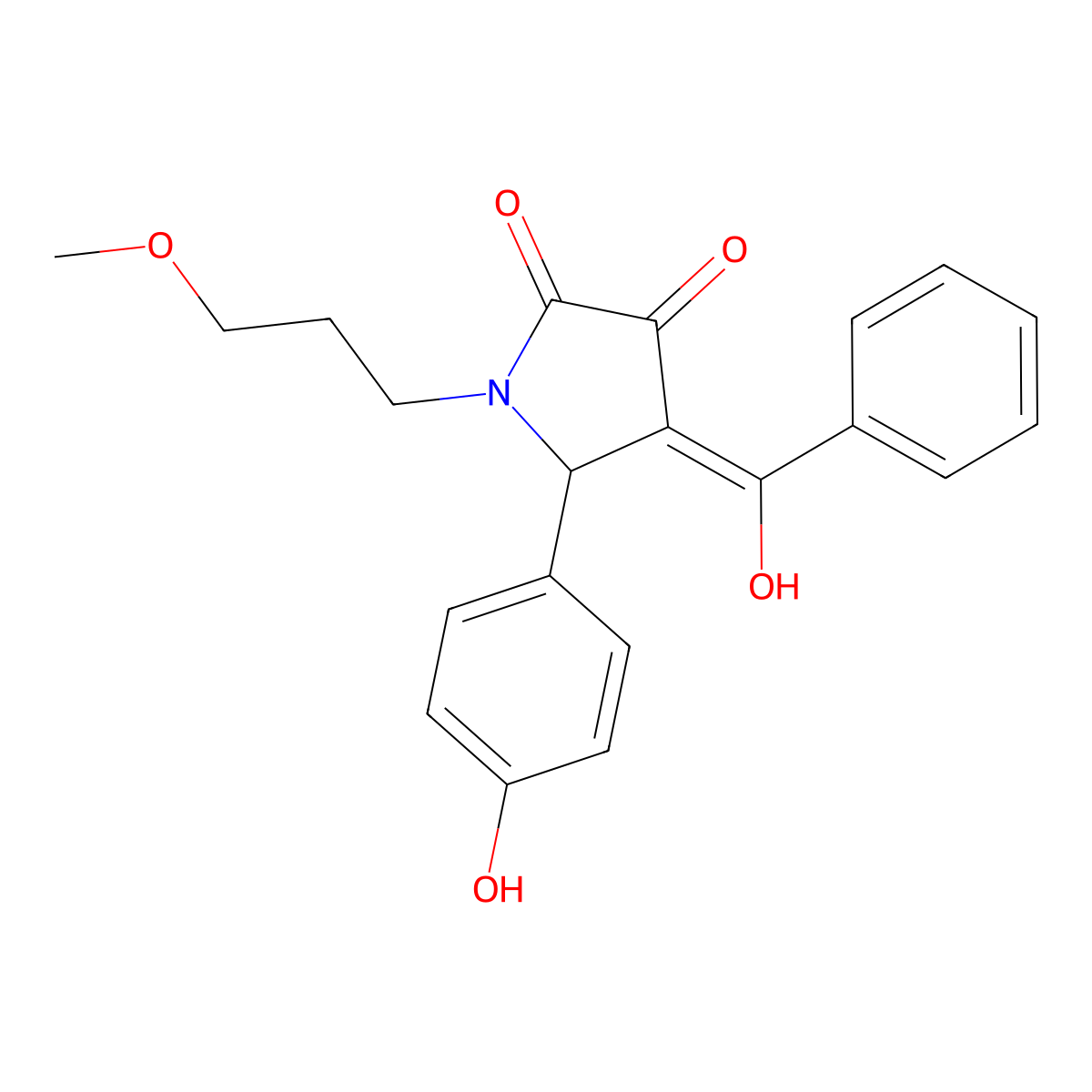 4-benzoyl-3-hydroxy-5-(4-hydroxyphenyl)-1-(3-methoxypropyl)-2,5-dihydro-1H-pyrrol-2-one molecular structure, CAS 505079-48-1