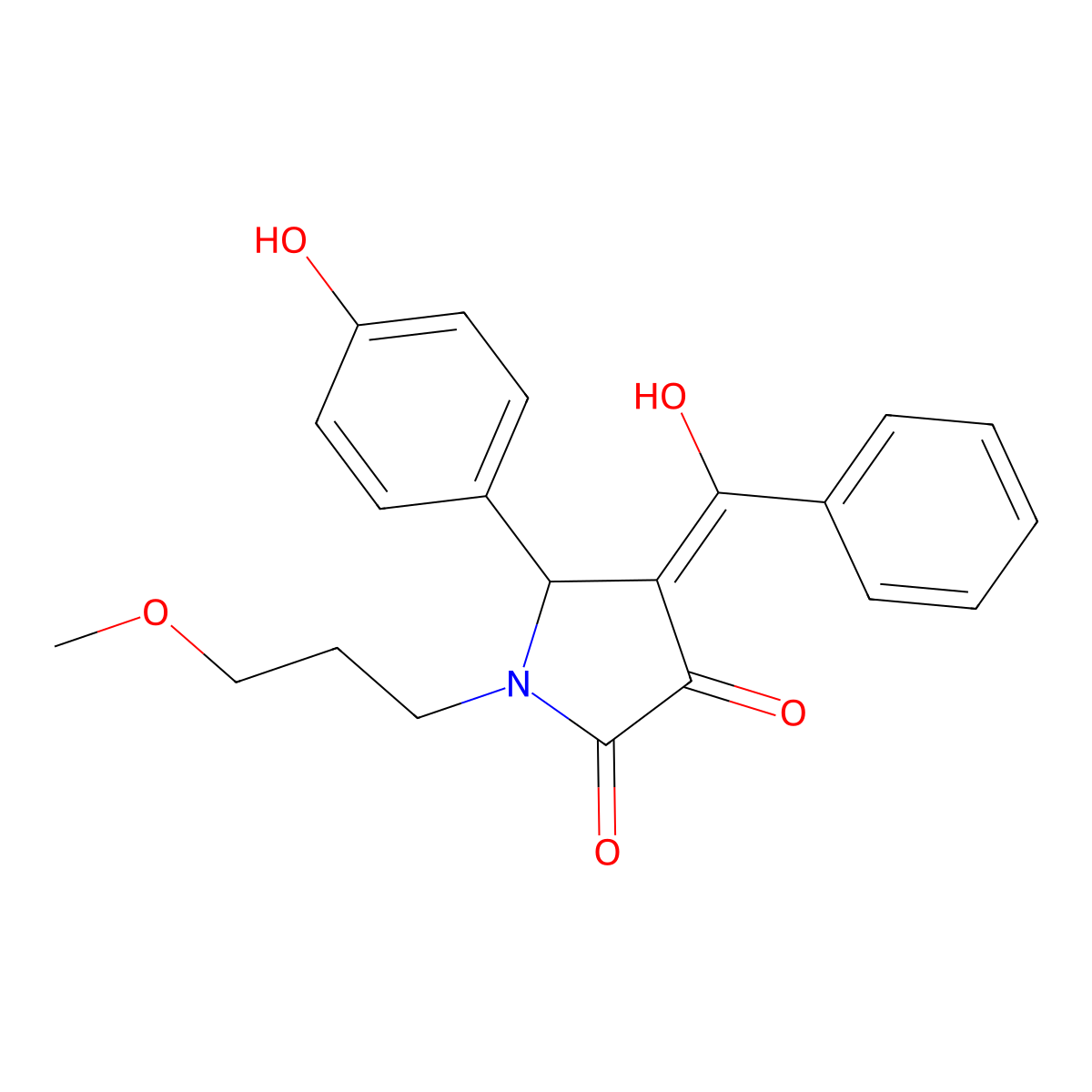 4-benzoyl-3-hydroxy-5-(4-hydroxyphenyl)-1-(3-methoxypropyl)-2,5-dihydro-1H-pyrrol-2-one molecular structure, CAS 505079-48-1