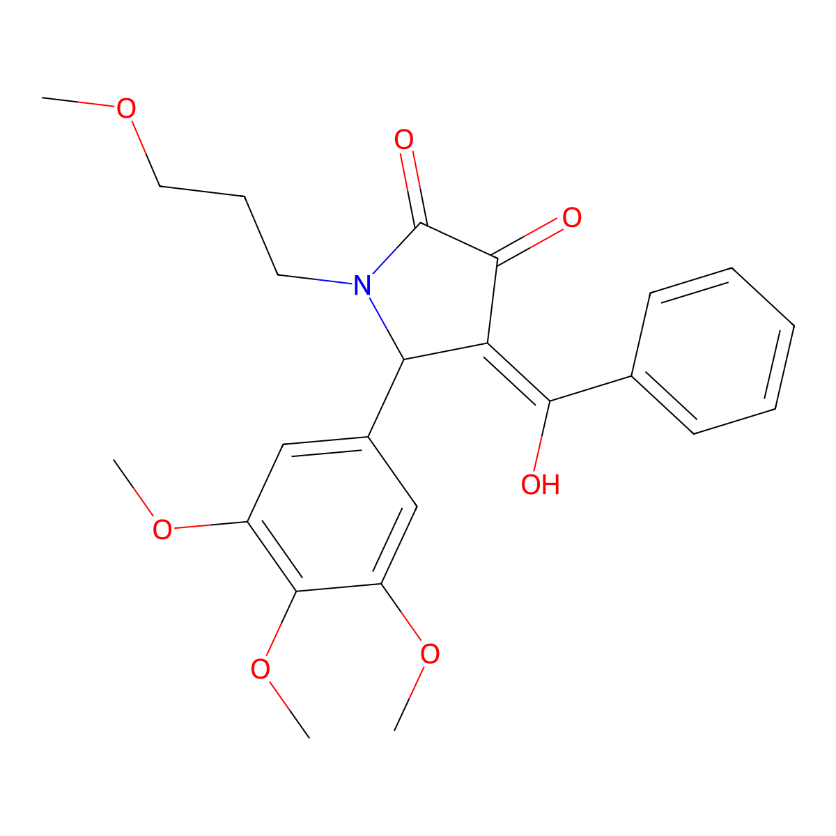 4-benzoyl-3-hydroxy-1-(3-methoxypropyl)-5-(3,4,5-trimethoxyphenyl)-2,5-dihydro-1H-pyrrol-2-one molecular structure, CAS 505079-50-5