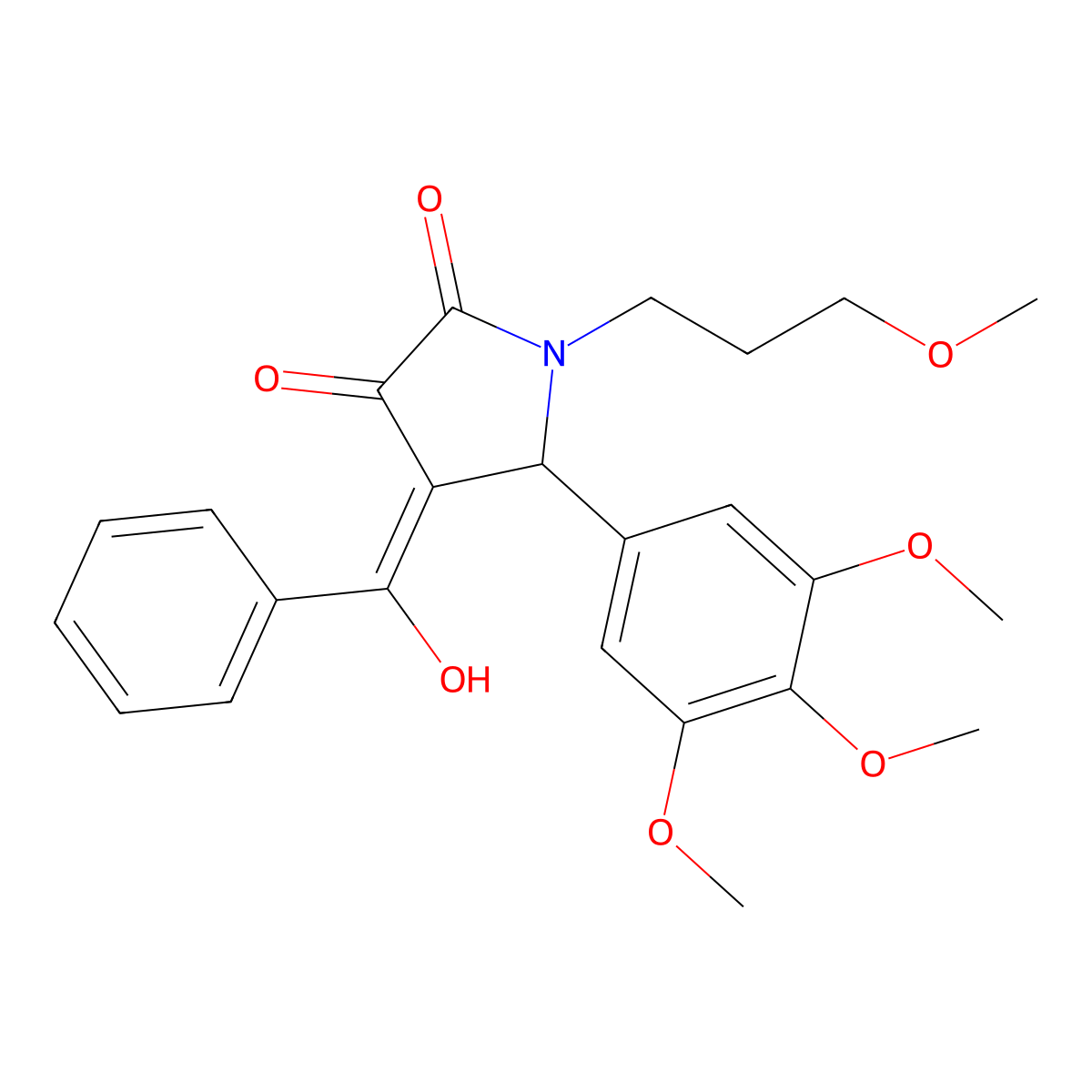 4-benzoyl-3-hydroxy-1-(3-methoxypropyl)-5-(3,4,5-trimethoxyphenyl)-2,5-dihydro-1H-pyrrol-2-one molecular structure, CAS 505079-50-5