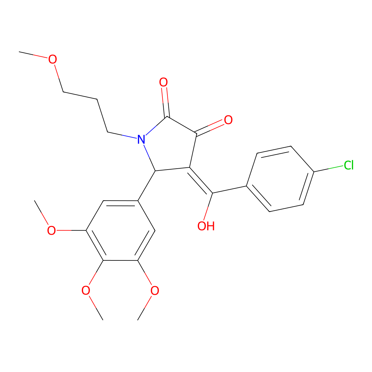 4-(4-chlorobenzoyl)-3-hydroxy-1-(3-methoxypropyl)-5-(3,4,5-trimethoxyphenyl)-2,5-dihydro-1H-pyrrol-2-one molecular structure, CAS 505079-56-1