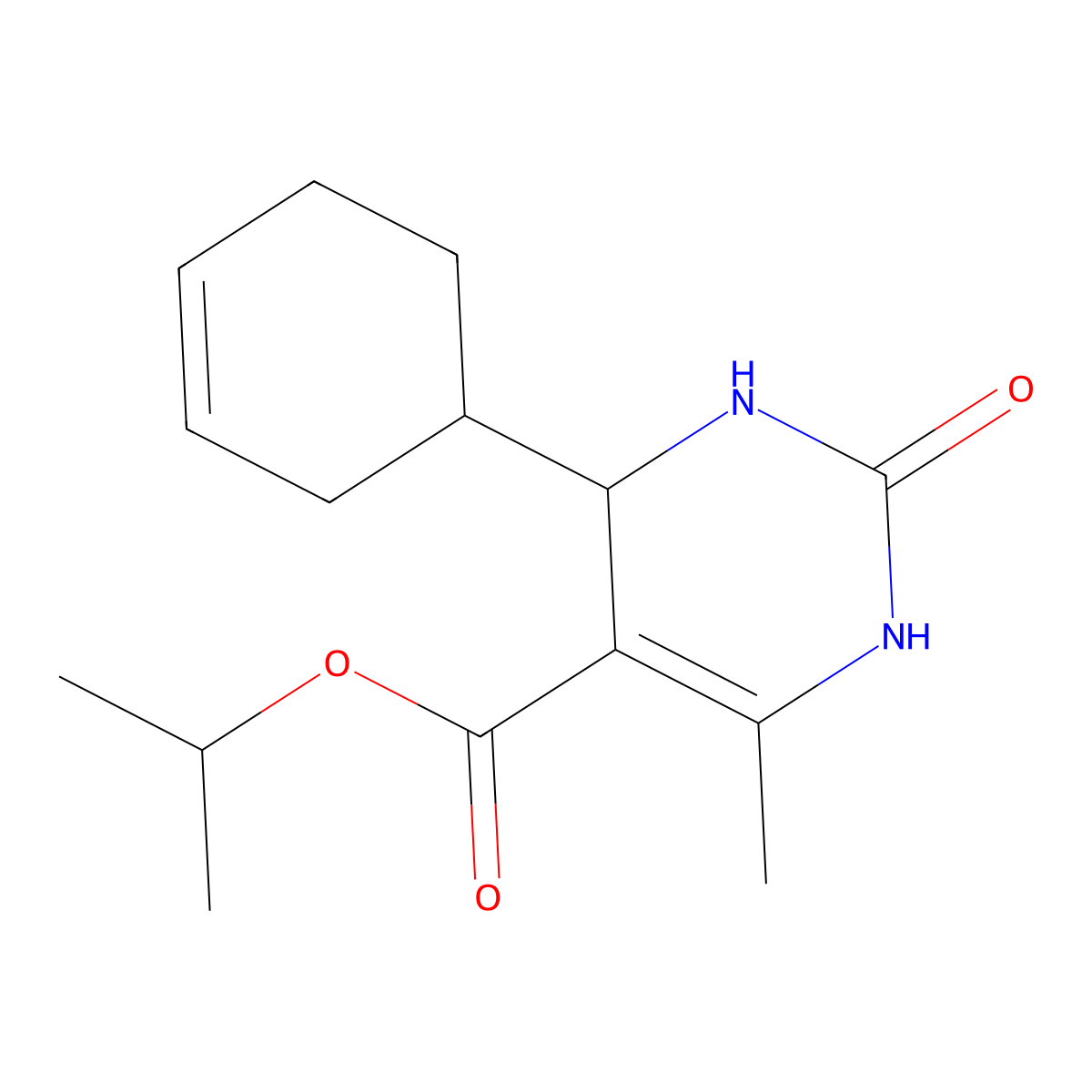 Methylethyl 6-cyclohex-3-enyl-4-methyl-2-oxo-1,3,6-trihydropyrimidine-5-carbox ylate molecular structure, CAS 505079-70-9