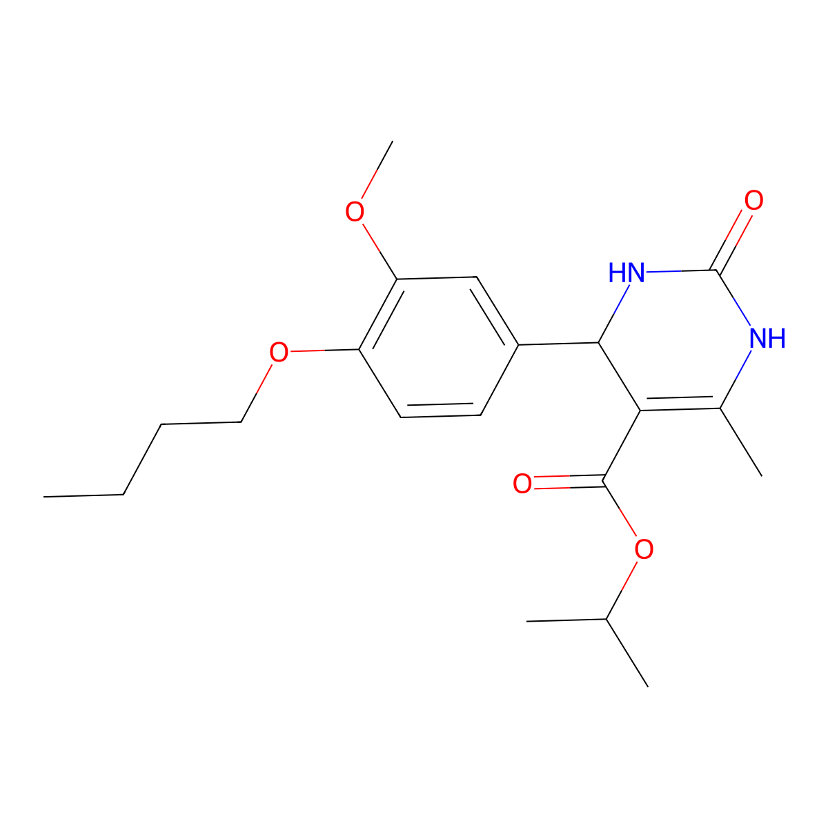 Propan-2-yl 4-(4-butoxy-3-methoxyphenyl)-6-methyl-2-oxo-1,2,3,4-tetrahydropyrimidine-5-carboxylate molecular structure, CAS 505079-72-1
