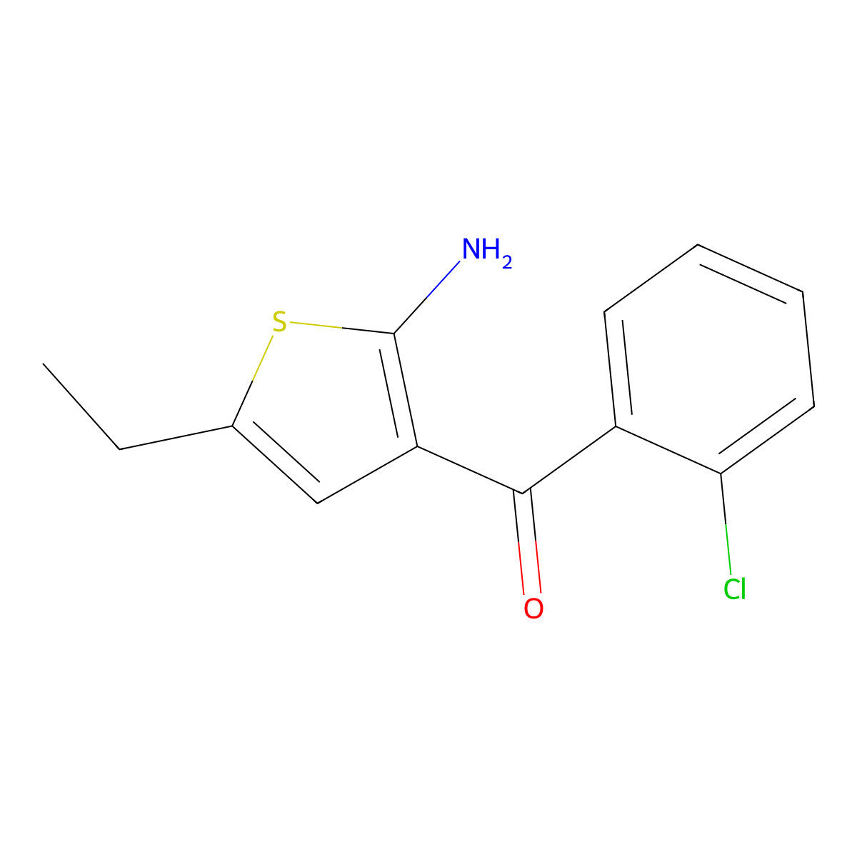 (2-Amino-5-ethylthiophen-3-yl)(2-chlorophenyl)methanone molecular structure, CAS 50508-60-6