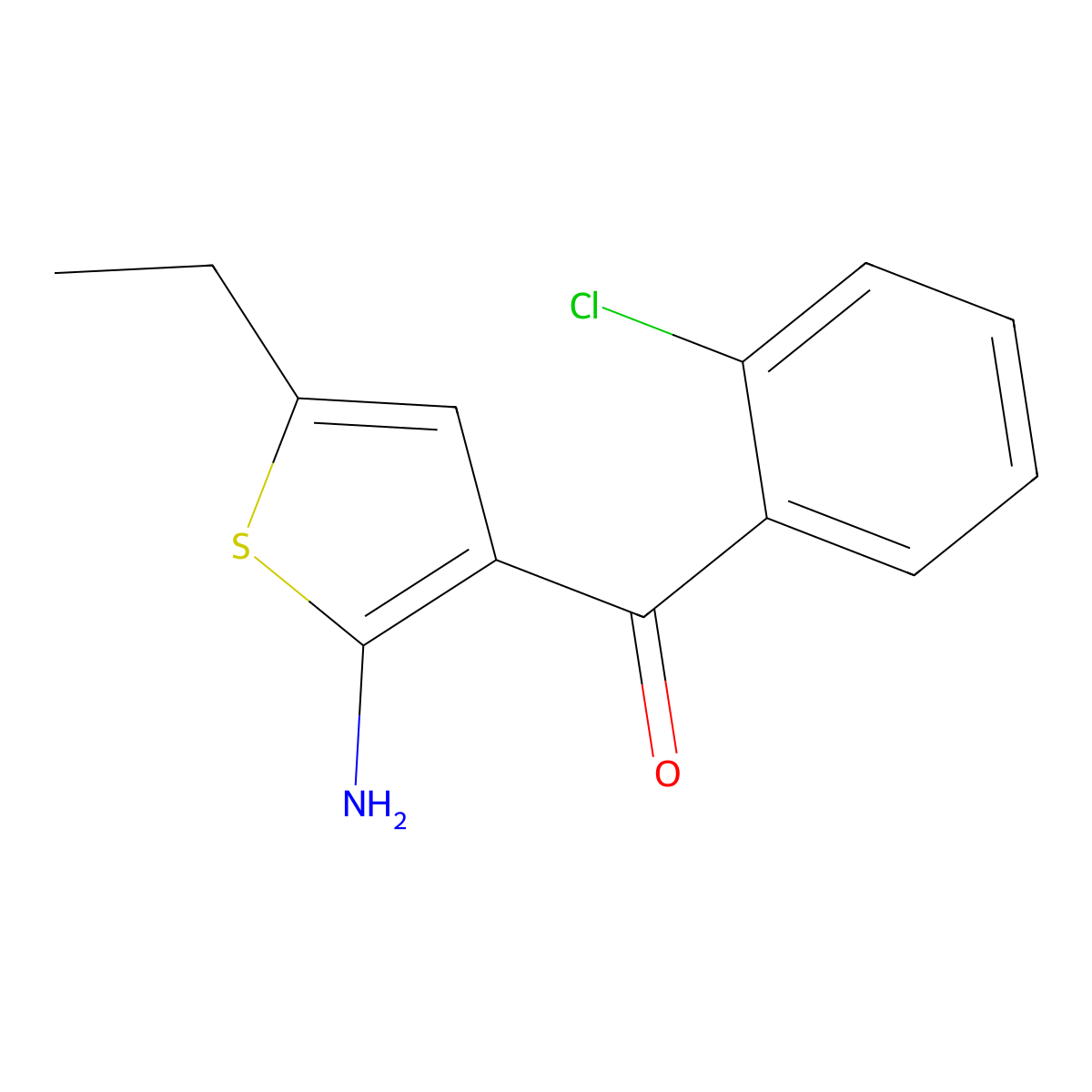 (2-Amino-5-ethylthiophen-3-yl)(2-chlorophenyl)methanone molecular structure, CAS 50508-60-6