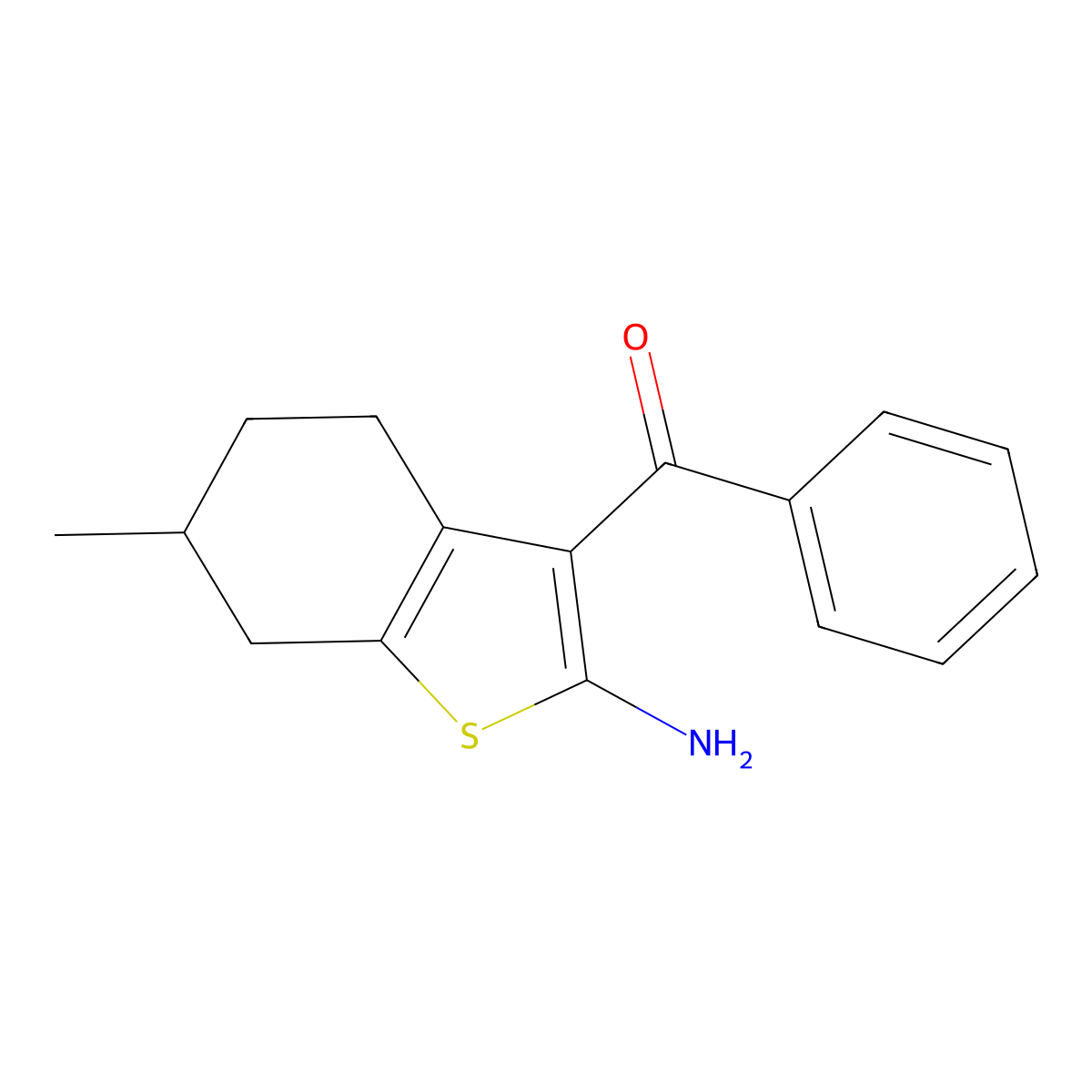 3-Benzoyl-6-methyl-4,5,6,7-tetrahydro-1-benzothiophen-2-amine molecular structure, CAS 50508-69-5