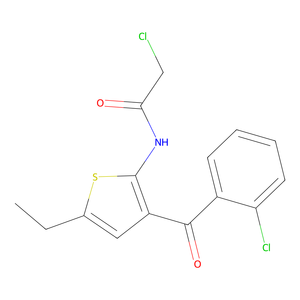 2-Chloro-N-(3-(2-chlorobenzoyl)-5-ethylthiophen-2-yl)acetamide molecular structure, CAS 50508-89-9