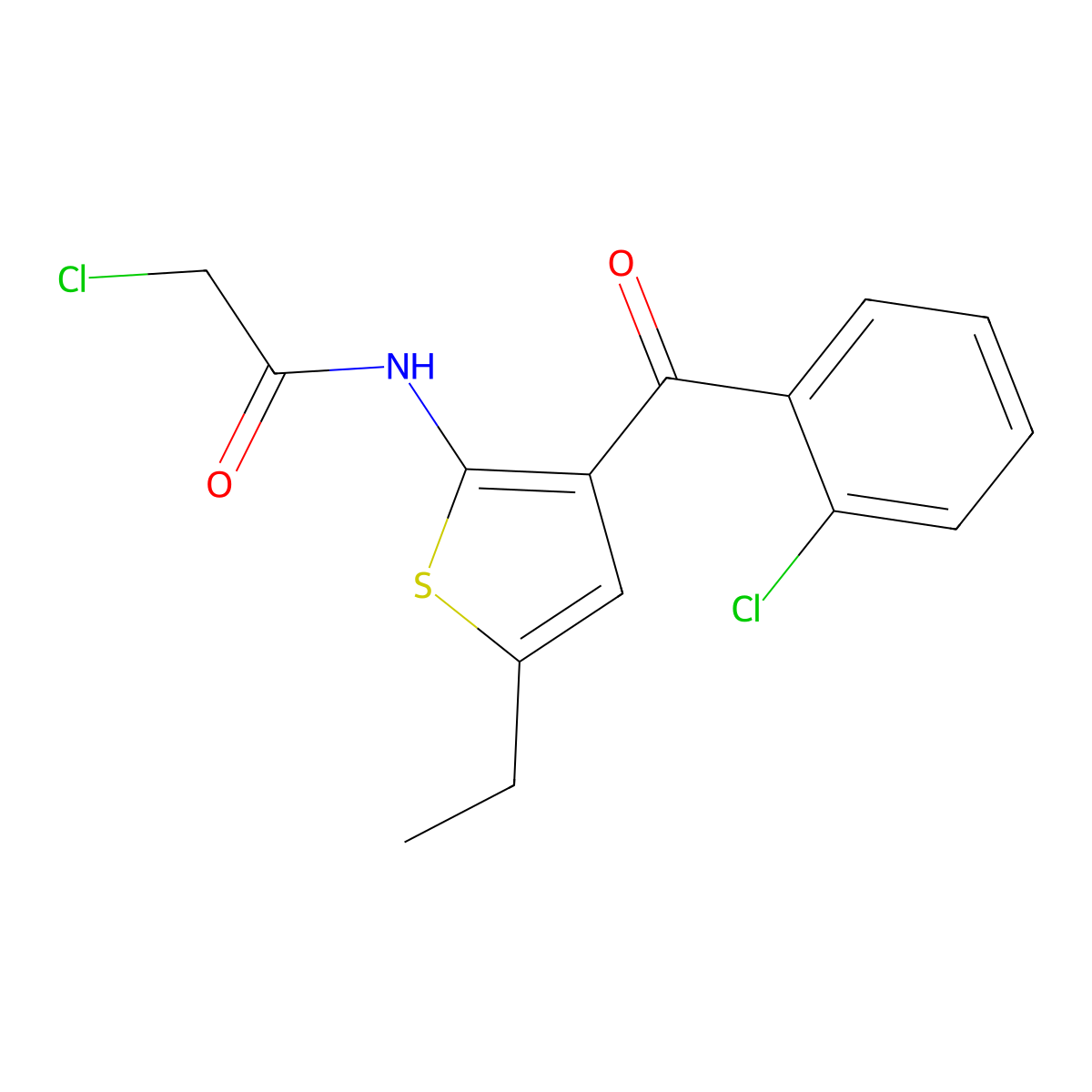 2-Chloro-N-(3-(2-chlorobenzoyl)-5-ethylthiophen-2-yl)acetamide molecular structure, CAS 50508-89-9