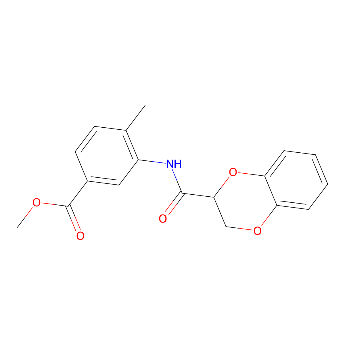 Methyl 3-[(2,3-dihydro-1,4-benzodioxin-2-ylcarbonyl)amino]-4-methylbenzoate molecular structure, CAS 505080-40-0