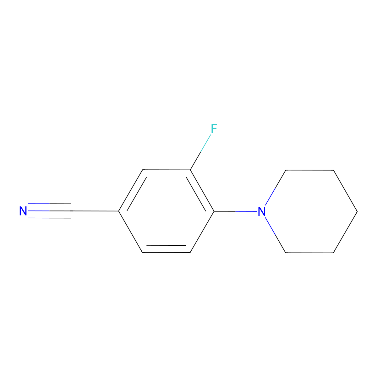 3-Fluoro-4-(piperidin-1-yl)benzonitrile molecular structure, CAS 505080-54-6