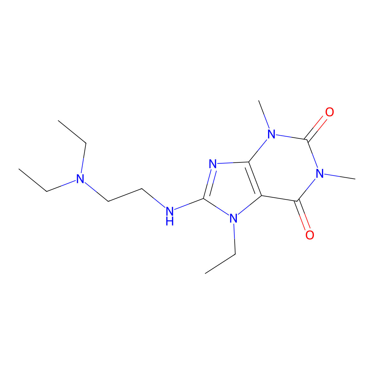 8-((2-(diethylamino)ethyl)amino)-7-ethyl-1,3-dimethyl-1H-purine-2,6(3H,7H)-dione molecular structure, CAS 505080-56-8