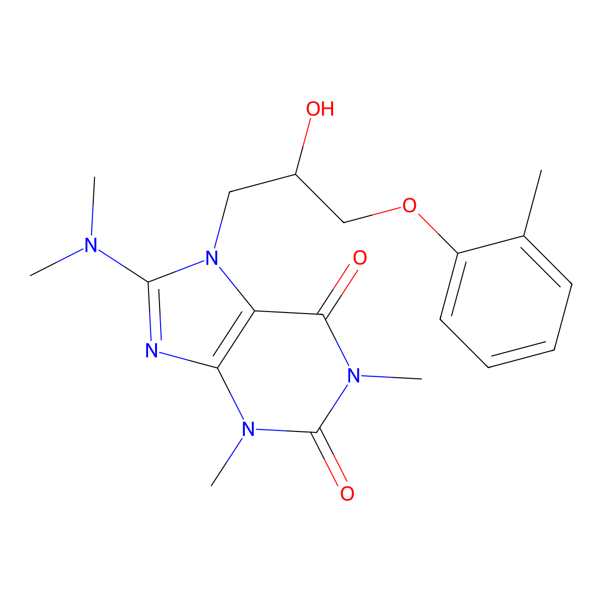8-(Dimethylamino)-7-[2-hydroxy-3-(2-methylphenoxy)propyl]-1,3-dimethylpurine-2,6-dione molecular structure, CAS 505081-01-6