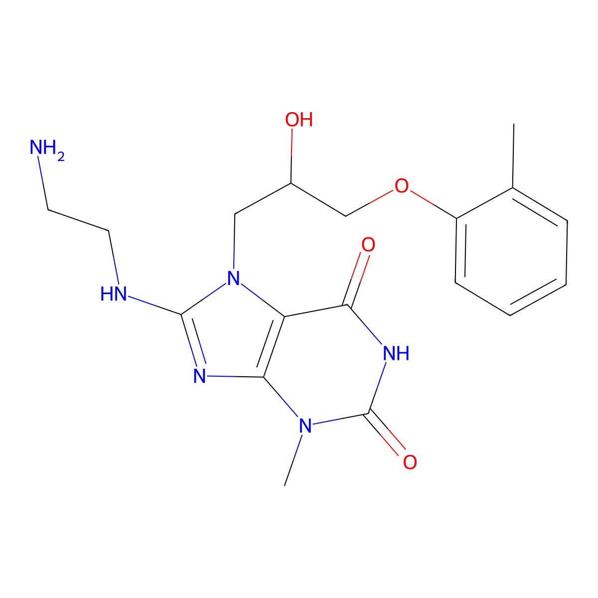 8-(2-Aminoethylamino)-7-[2-hydroxy-3-(2-methylphenoxy)propyl]-3-methylpurine-2,6-dione molecular structure, CAS 505081-11-8