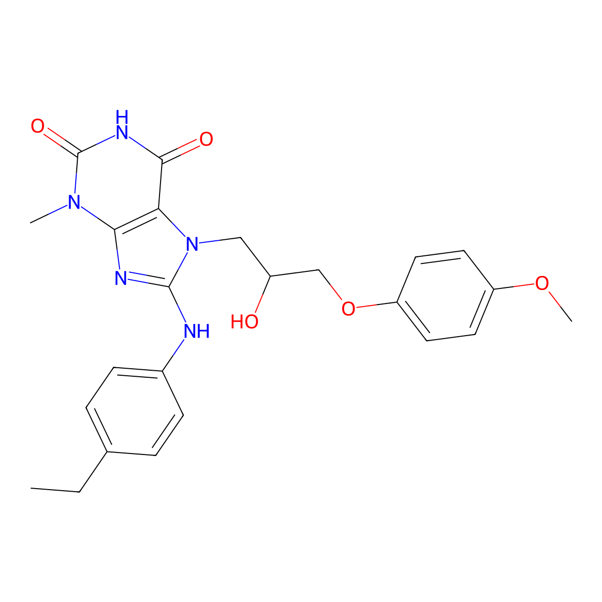 8-(4-Ethylanilino)-7-[2-hydroxy-3-(4-methoxyphenoxy)propyl]-3-methylpurine-2,6-dione molecular structure, CAS 505081-16-3