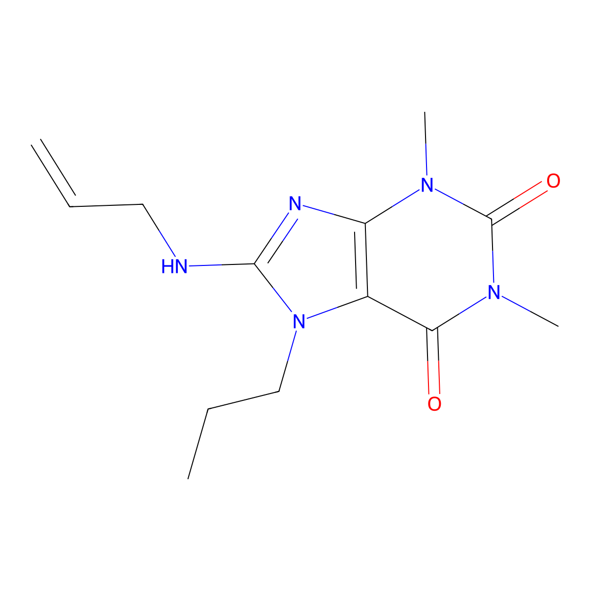 8-(allylamino)-1,3-dimethyl-7-propyl-1H-purine-2,6(3H,7H)-dione molecular structure, CAS 505081-22-1