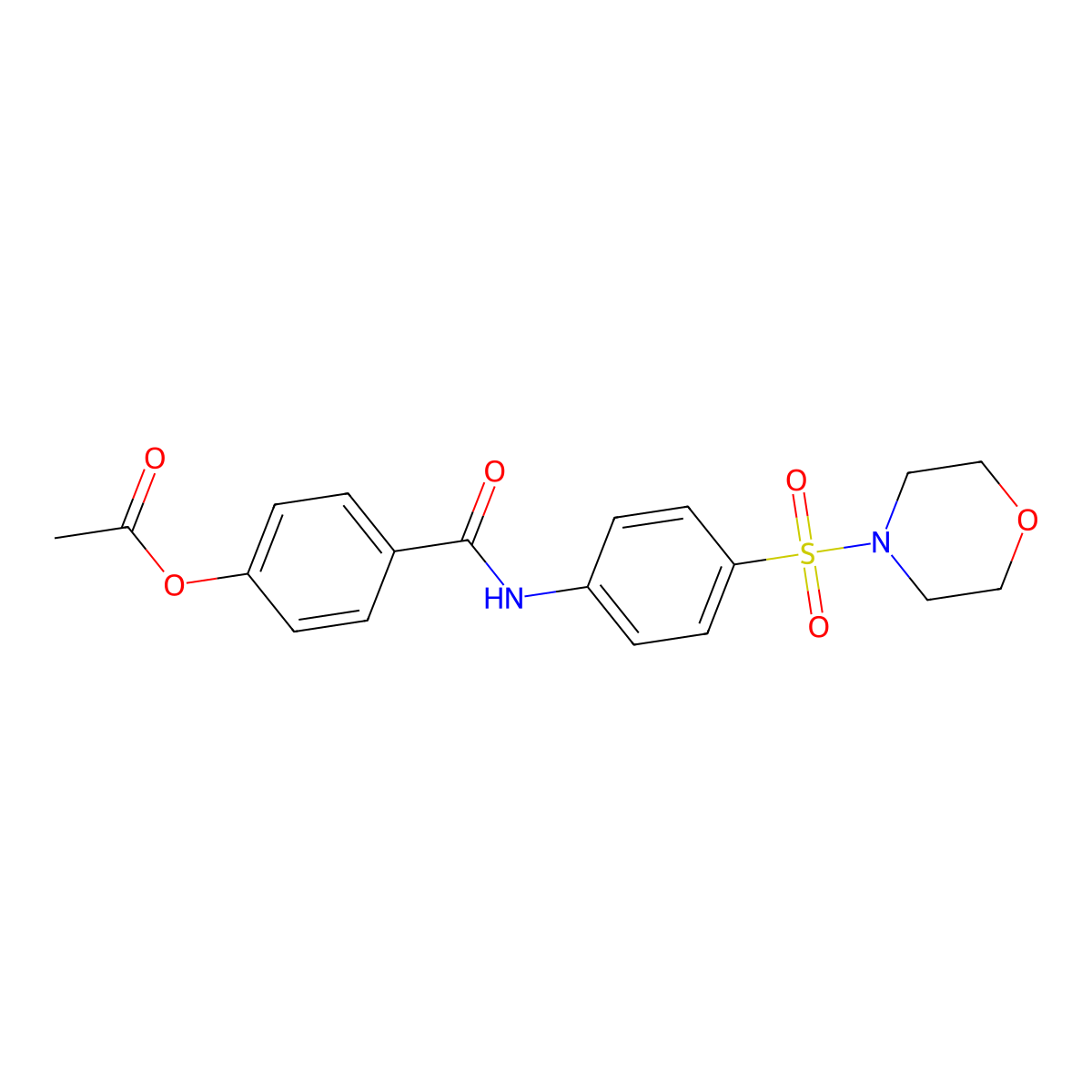 Acetic acid 4-[4-(morpholine-4-sulfonyl)-phenylcarbamoyl]-phenyl ester molecular structure, CAS 505081-39-0