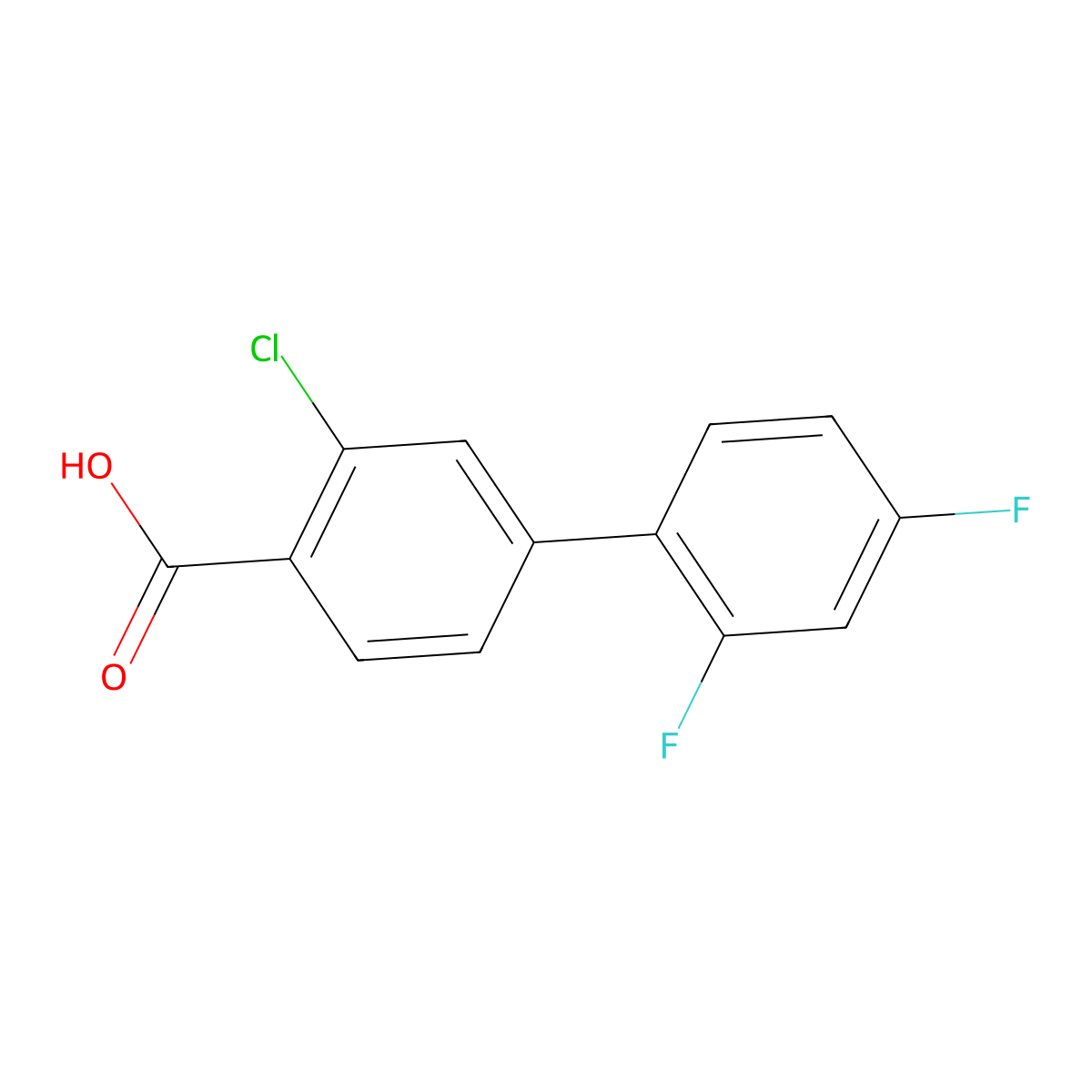 2-Chloro-4-(2,4-difluorophenyl)benzoic acid molecular structure, CAS 505082-89-3