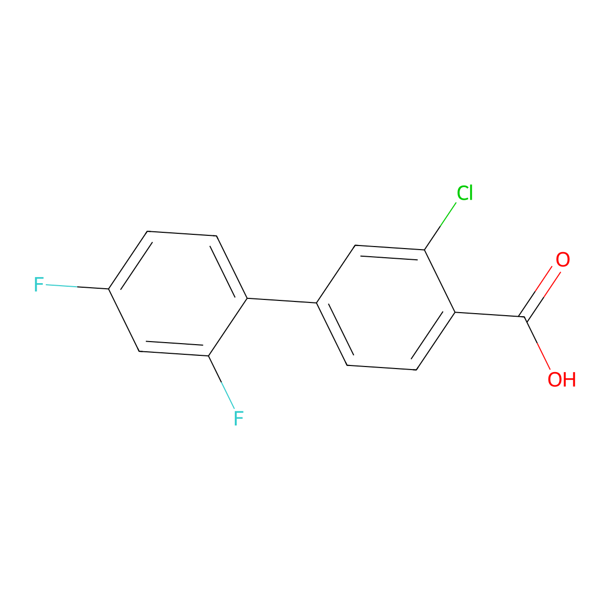 2-Chloro-4-(2,4-difluorophenyl)benzoic acid molecular structure, CAS 505082-89-3