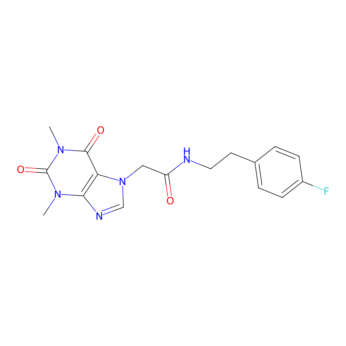 2-(1,3-dimethyl-2,6-dioxo-1,2,3,6-tetrahydro-7H-purin-7-yl)-N-[2-(4-fluorophenyl)ethyl]acetamide molecular structure, CAS 505088-17-5