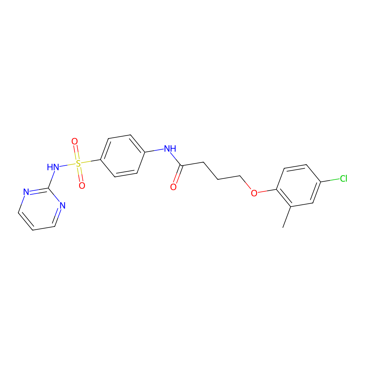 4-(4-chloro-2-methylphenoxy)-N-[4-(pyrimidin-2-ylsulfamoyl)phenyl]butanamide molecular structure, CAS 505088-34-6
