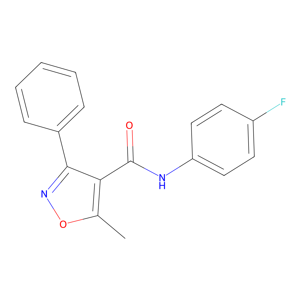 N-(4-fluorophenyl)-5-methyl-3-phenyl-1,2-oxazole-4-carboxamide molecular structure, CAS 505088-42-6