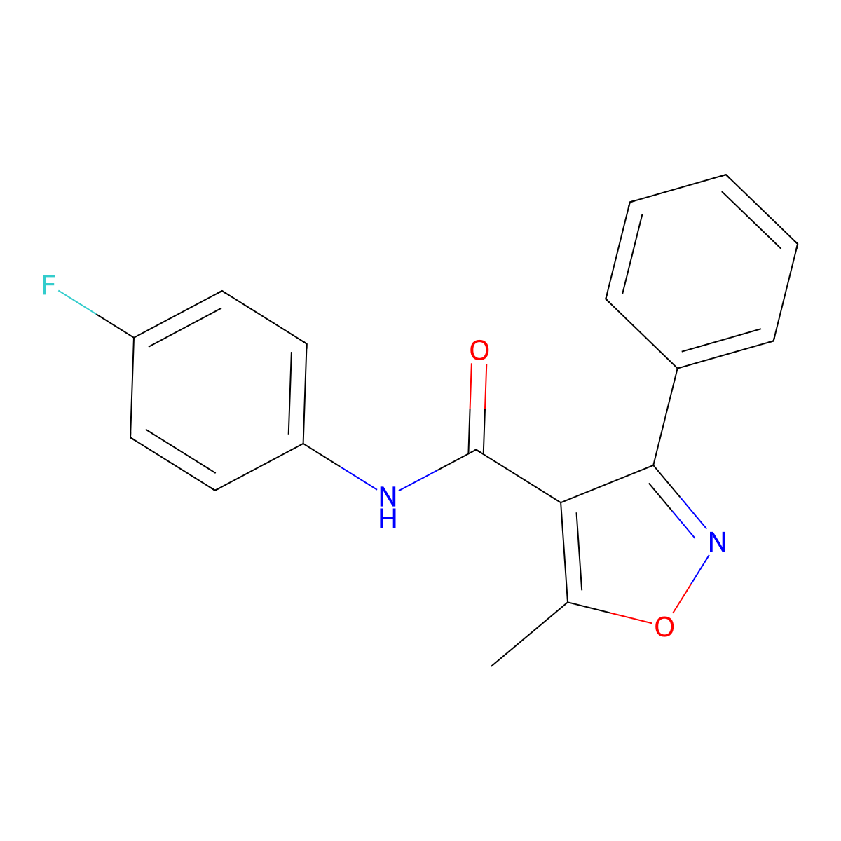 N-(4-fluorophenyl)-5-methyl-3-phenyl-1,2-oxazole-4-carboxamide molecular structure, CAS 505088-42-6