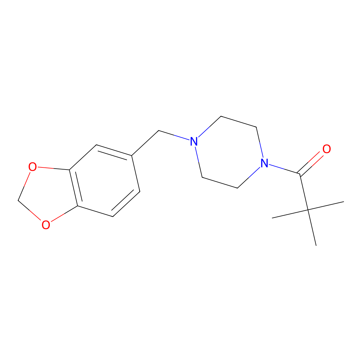 1-[4-(1,3-Benzodioxol-5-ylmethyl)piperazin-1-yl]-2,2-dimethylpropan-1-one molecular structure, CAS 505088-50-6