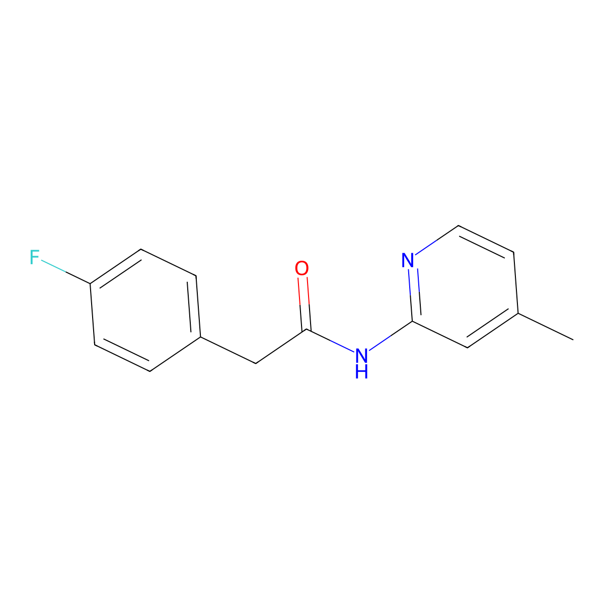 2-(4-fluorophenyl)-N-(4-methylpyridin-2-yl)acetamide molecular structure, CAS 505088-61-9