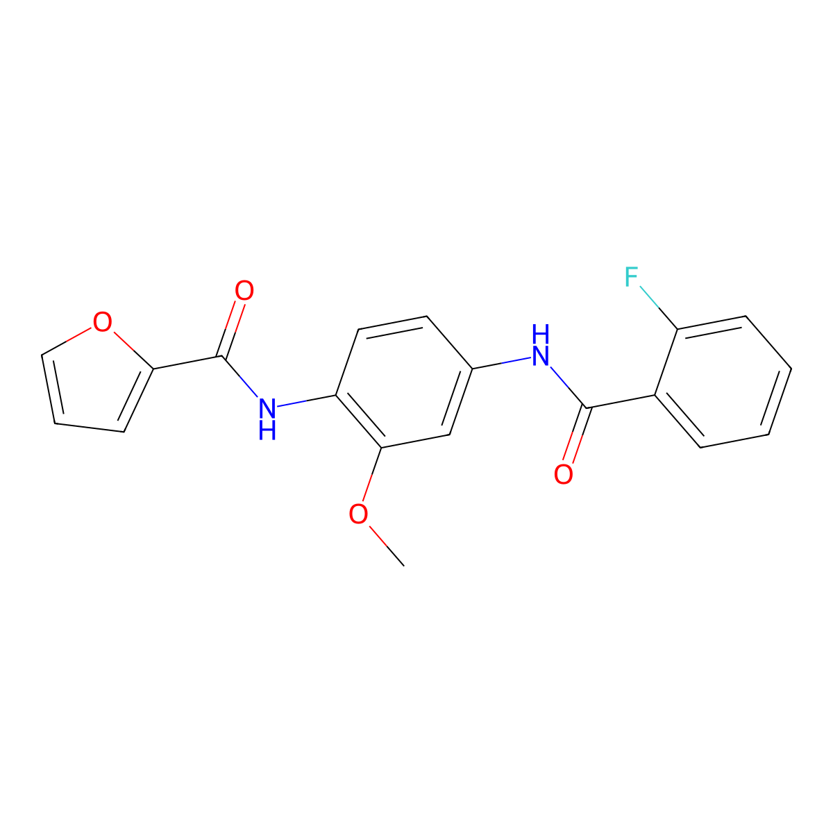 N-[4-[(2-fluorobenzoyl)amino]-2-methoxyphenyl]furan-2-carboxamide molecular structure, CAS 505088-73-3