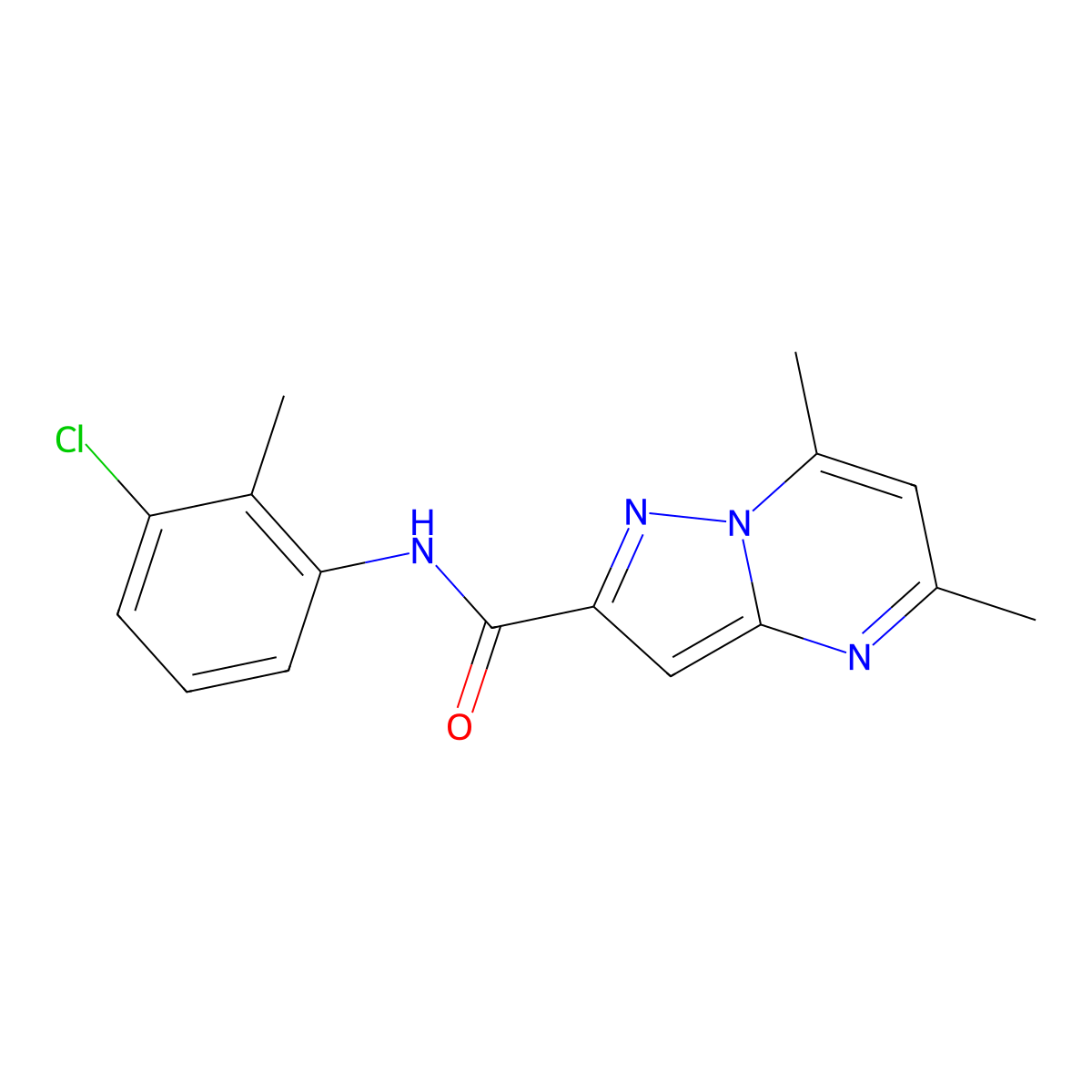 N-(3-chloro-2-methylphenyl)-5,7-dimethylpyrazolo[1,5-a]pyrimidine-2-carboxamide molecular structure, CAS 505090-16-4