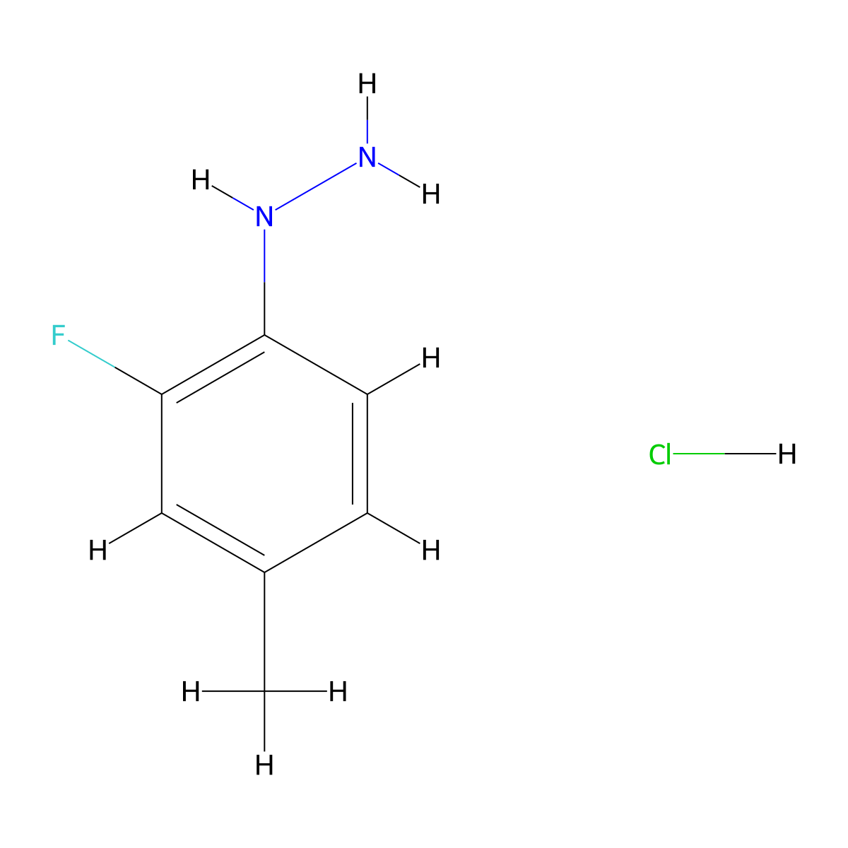 (2-Fluoro-4-methylphenyl)hydrazine hydrochloride molecular structure, CAS 5052-05-1