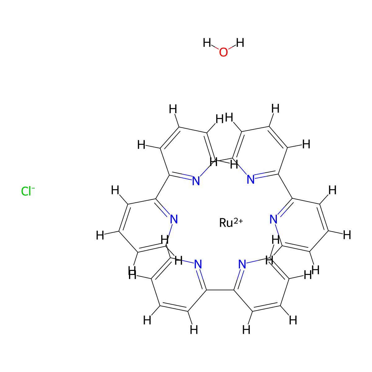 tris(2,2'-bipyridyl)dichlororuthenium(II) hexahydrate molecular structure, CAS 50525-27-4