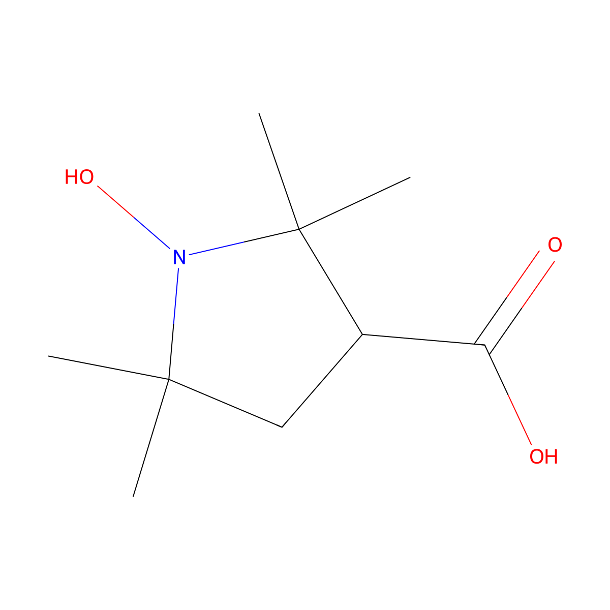 (3R)-1-hydroxy-2,2,5,5-tetramethylpyrrolidine-3-carboxylic acid molecular structure, CAS 50525-83-2