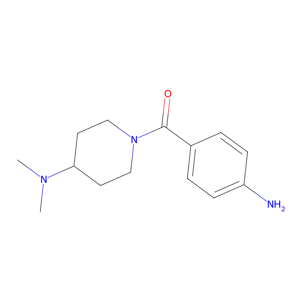 (4-Aminophenyl)-(4-dimethylaminopiperidin-1-yl)methanone molecular structure, CAS 50534-08-2