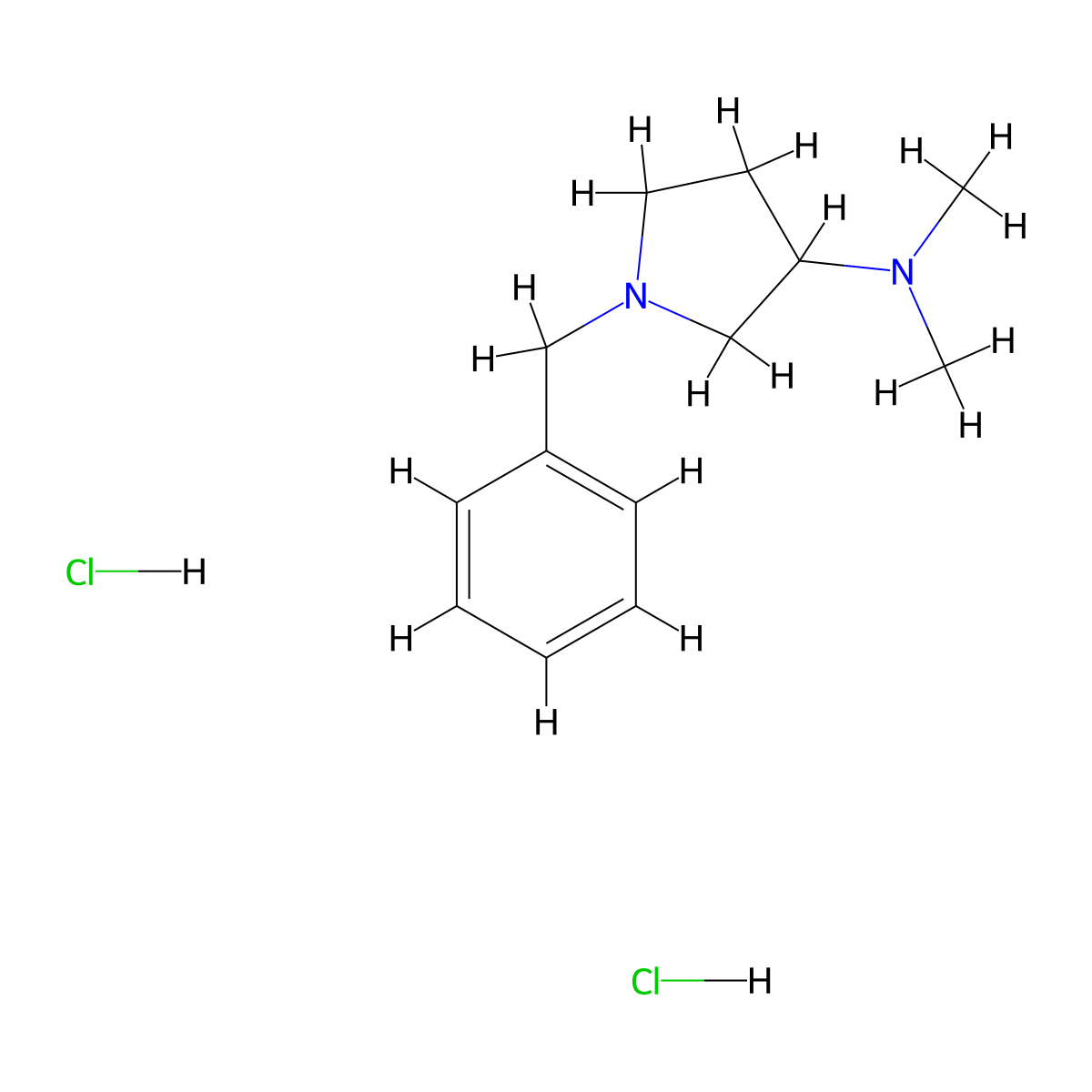1-Benzyl-3-dimethylaminopyrrolidine dihydrochloride molecular structure, CAS 50534-41-3