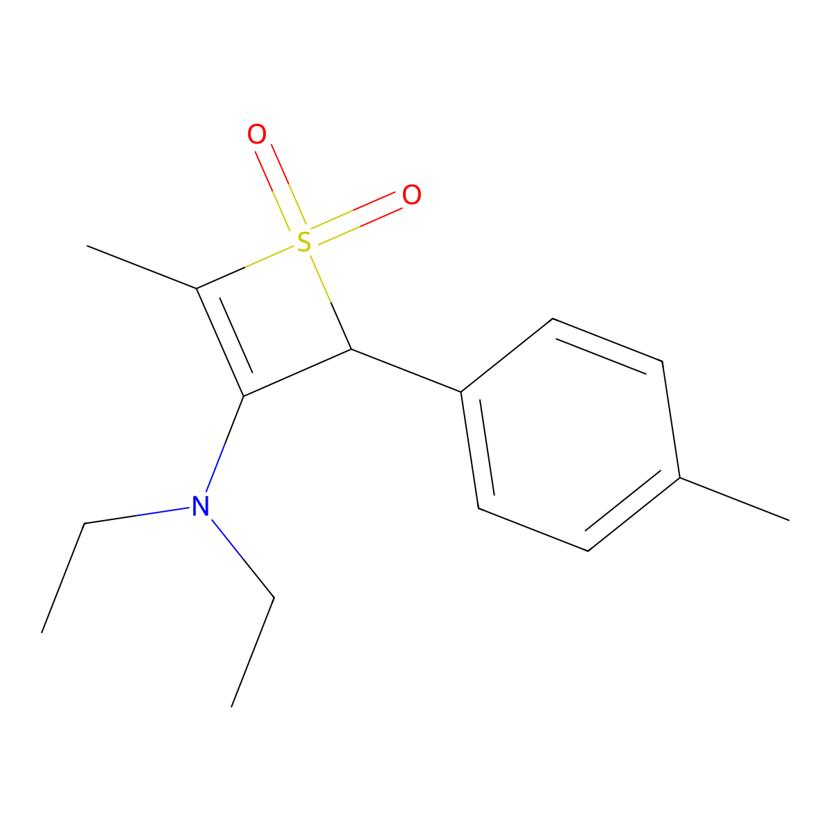 N,N-diethyl-4-methyl-2-(4-methylphenyl)-2H-thiet-3-amine 1,1-dioxide molecular structure, CAS 50534-59-3