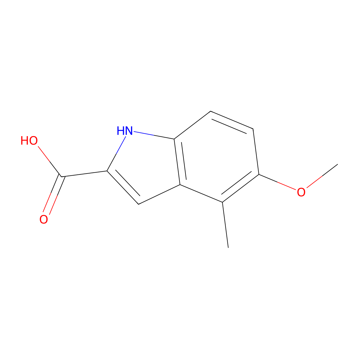 5-methoxy-4-methyl-1H-indole-2-carboxylic acid molecular structure, CAS 50536-54-4