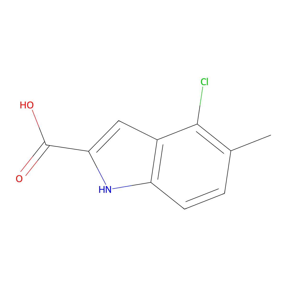 4-chloro-5-methyl-1H-indole-2-carboxylic acid molecular structure, CAS 50536-56-6