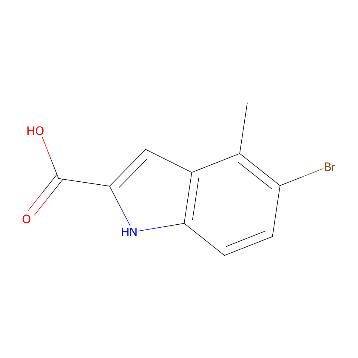 5-bromo-4-methyl-1H-indole-2-carboxylic acid molecular structure, CAS 50536-58-8